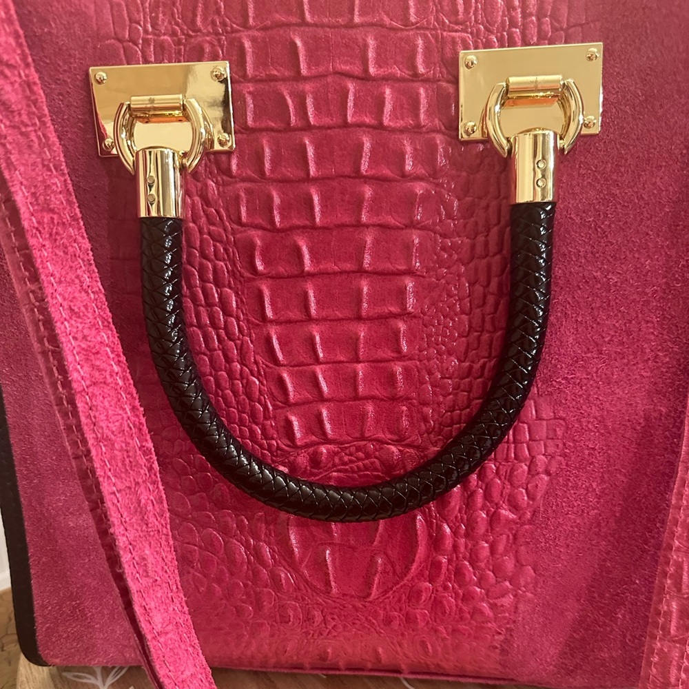 Italian Leather/Suede Crocodile Skin Style Tote, Florence, Italy - Picture 1 of 6